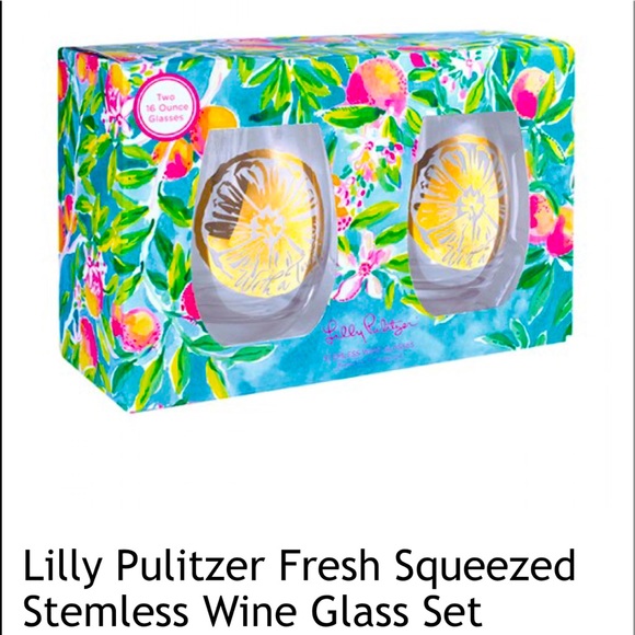 Lilly Pulitzer Fresh Squeezed Stemless Wine - Picture 1 of 1